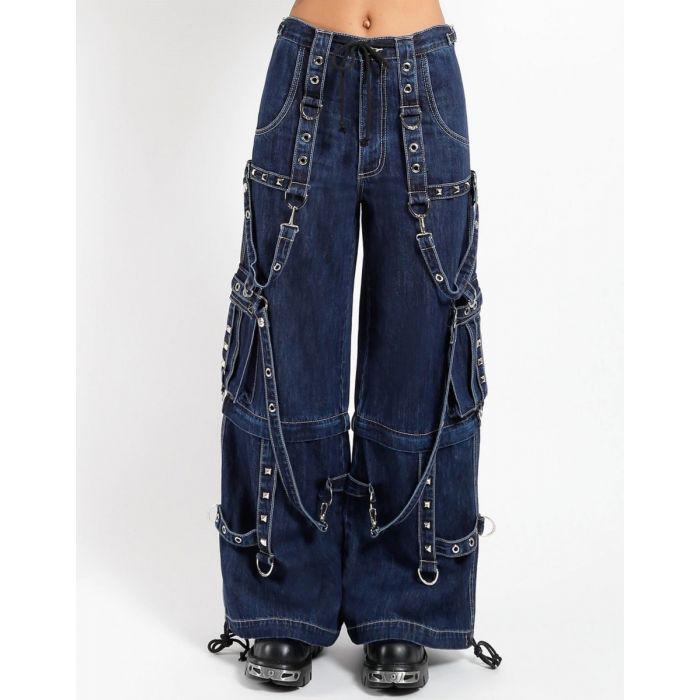 【KOOLOSET】Strap Rope Cargo Wide Denim Denim Cargo Jeans (CARGO-DENIM-GREY-GREEN)