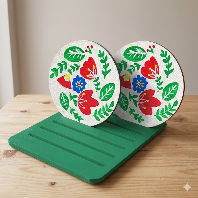 Scandinavian Art on Round Coasters with Stand DIY Kit 
