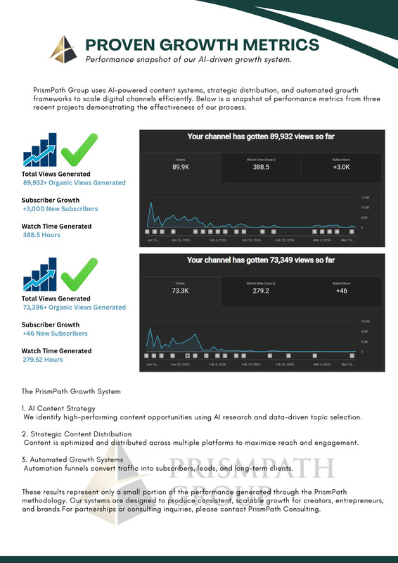 PrismPath YouTube Studio Analytics Proof