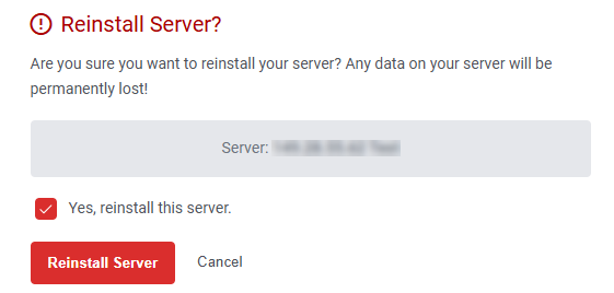 Apply the Reinstall server changes