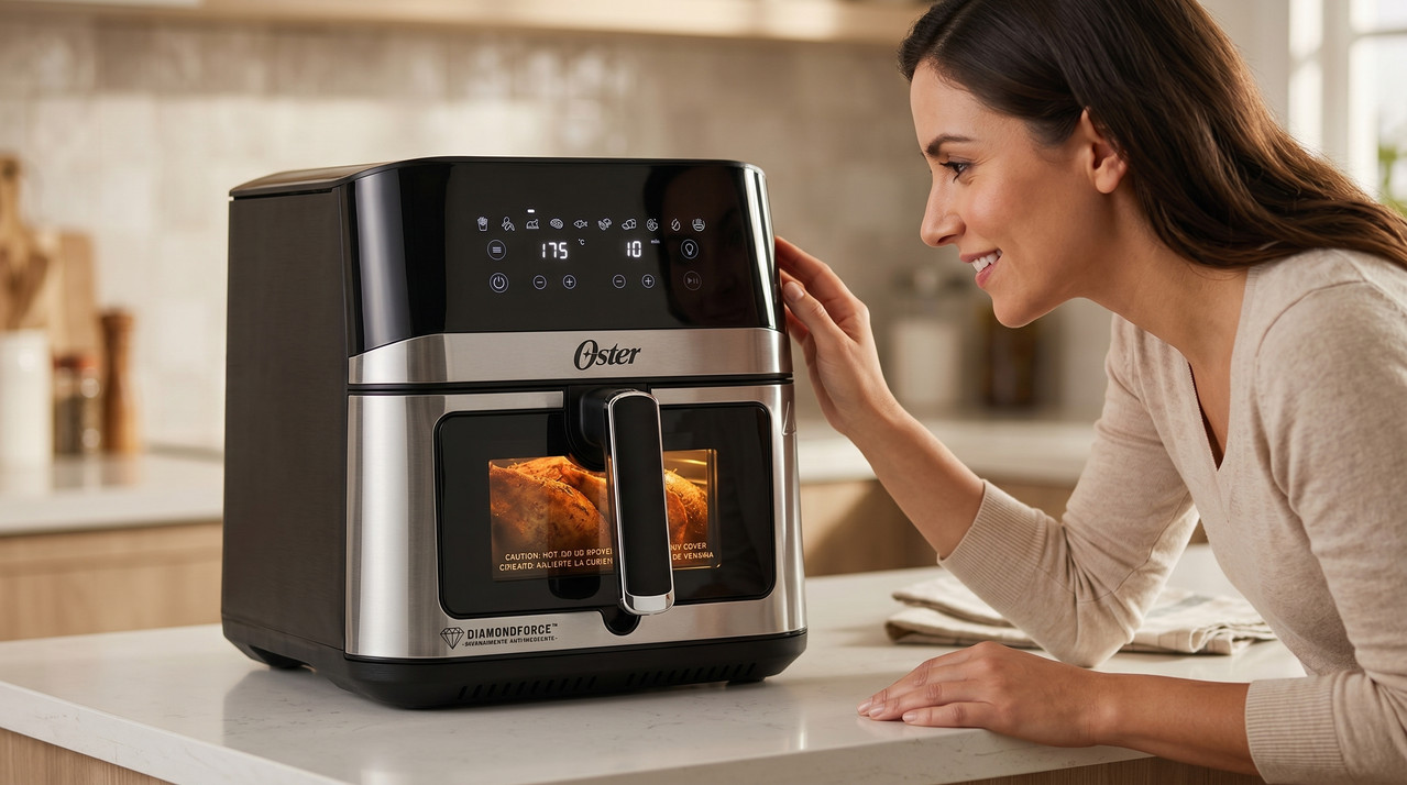Freidora de Aire Digital Oster M/CKSTAF75WDSSDF de 7.5 Litros con Ventana