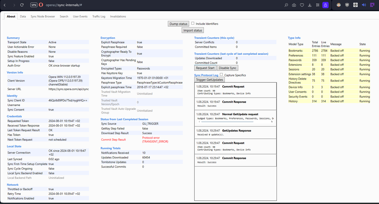 opera sync internal