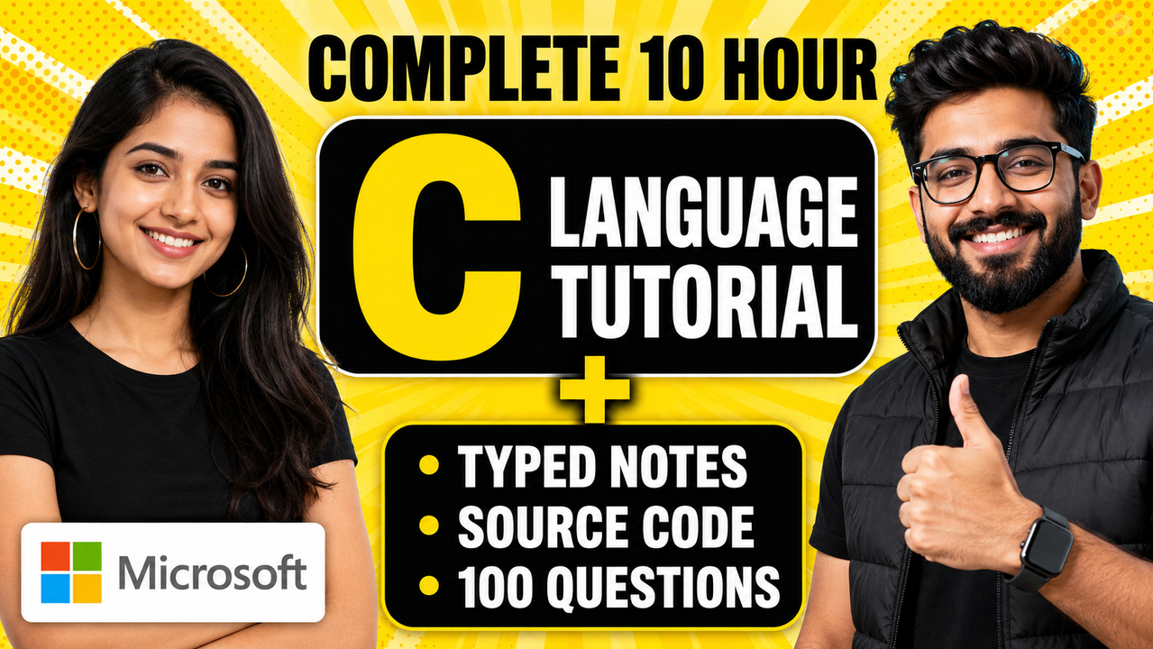 Result of: C Language Complete Tutorial YouTube Thumbnail AI Prompt (Coding Course)