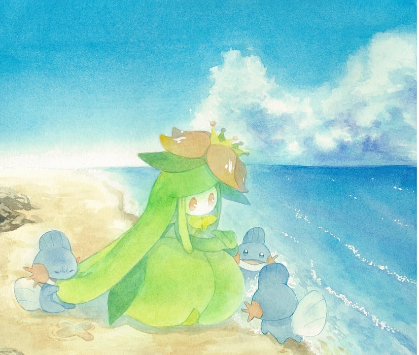 mudkip-and-lilligant-pokemon-drawn-by-ku