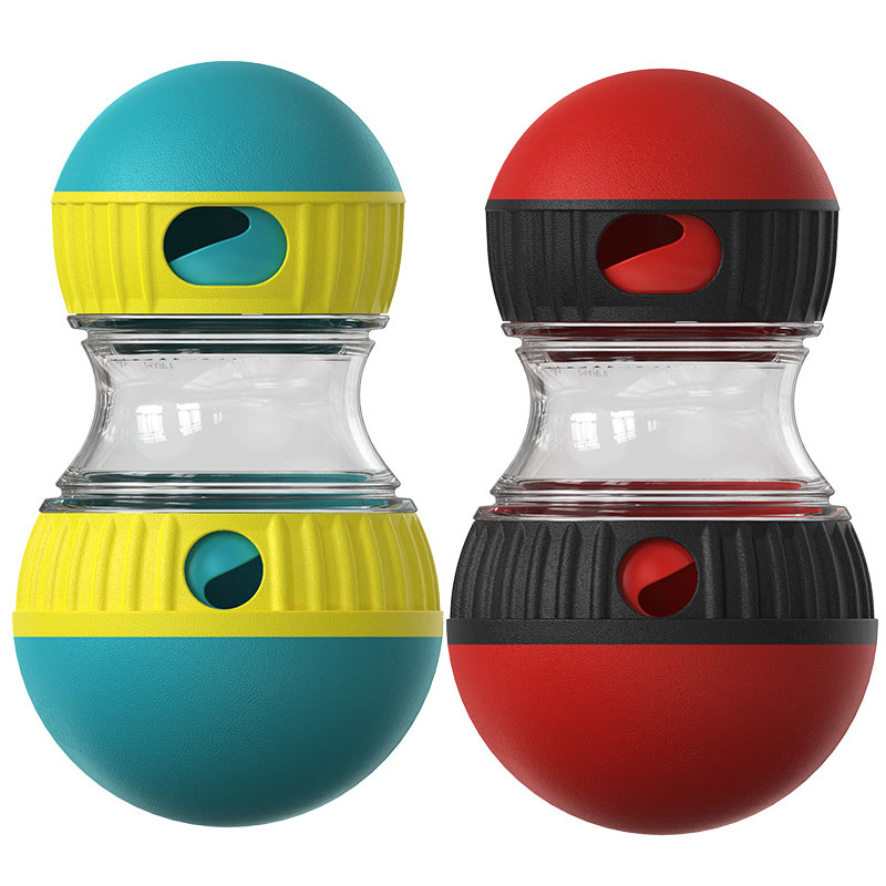 2-Pack Small Slow Feeder Dog Toy – Red & Green Rolling Treat Dispenser Balls for Puzzle Feeding, Mental Stimulation, and Digestive Health(Size: L)