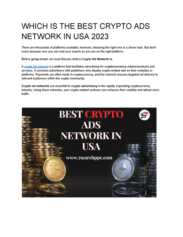 WHICH IS THE BEST CRYPTO ADS NETWORK IN USA 2023 — Postimages