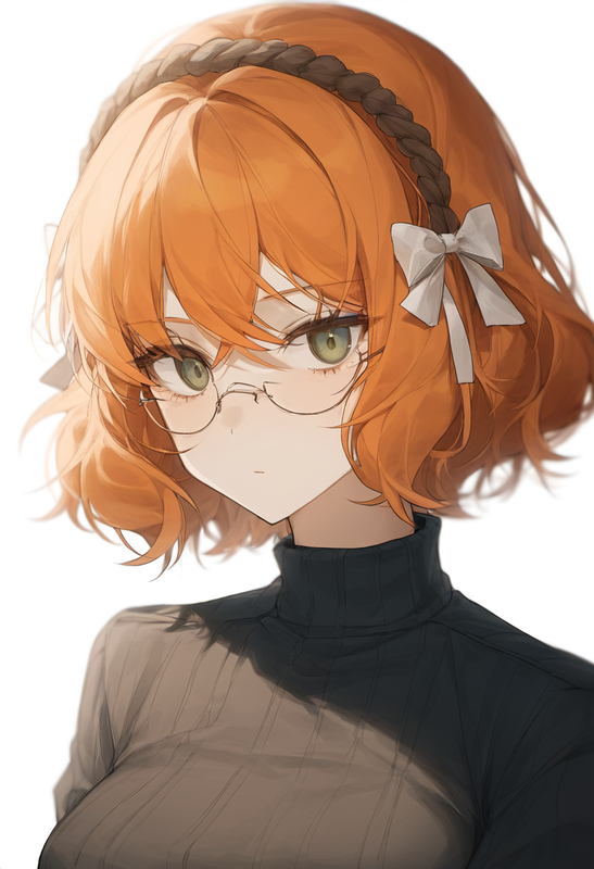 depth of field, 1girl, ishmael (limbus company), short hair, orange hair, {{gree s-3719241635