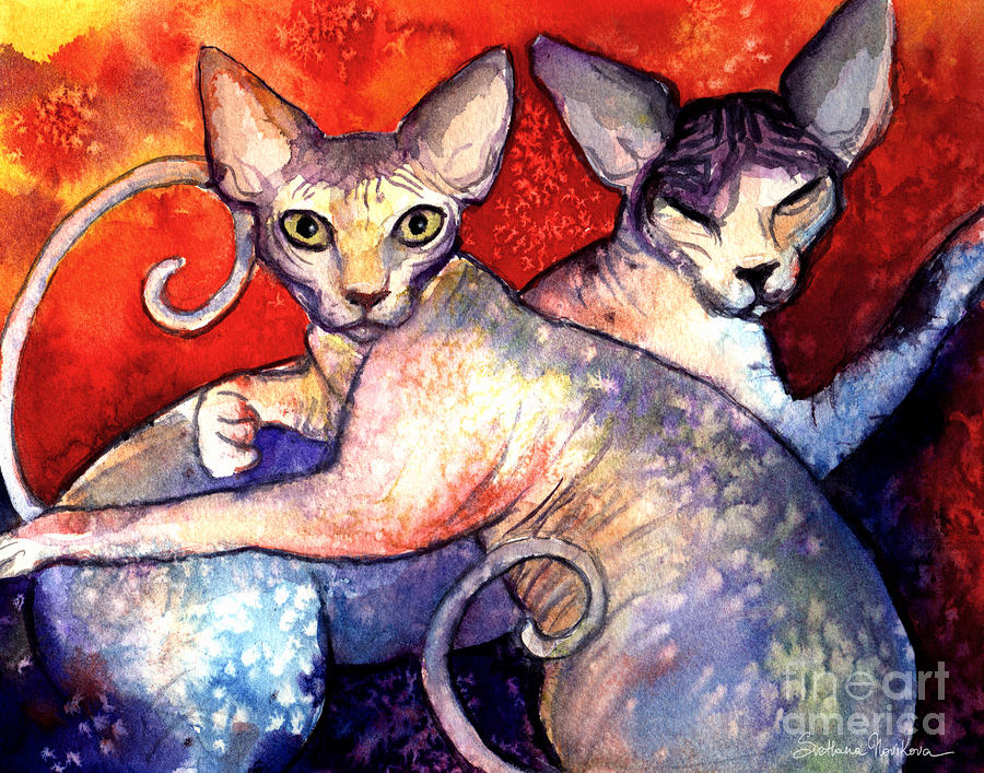 10-sphynx-cats-sphinx-family-painting-svetlana-novikova