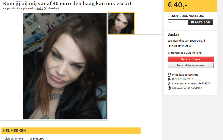 Advertentie Saskia foto