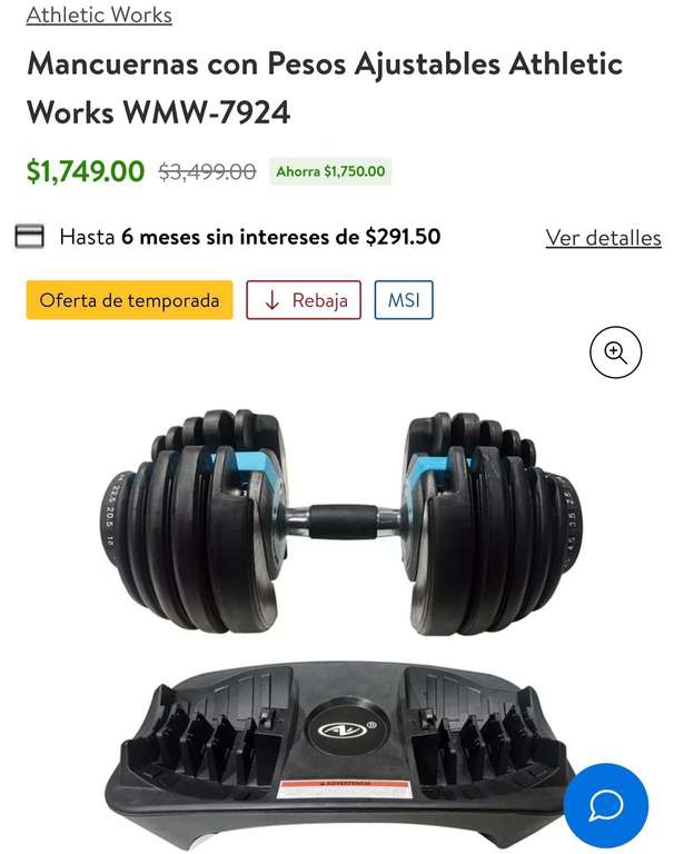 Walmart: Mancuernas Ajustables Works Athletics 
