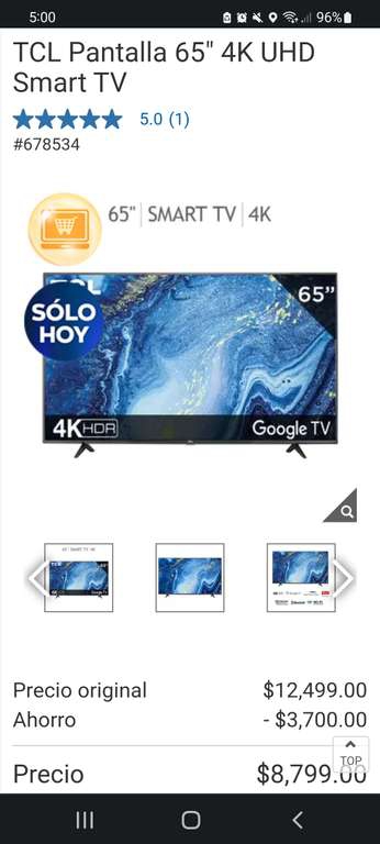 Costco: TCL Pantalla 65 4K UHD Smart TV + Polk React Barra de Sonido 