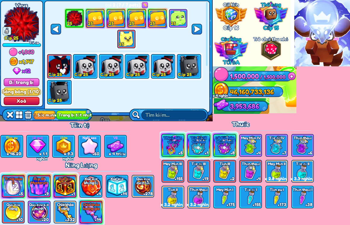 [ 🏆 Bubble Gum Simulator INFINITY ] ACC VIP NHƯ HÌNH CỰC KÌ NHIỀU PET XỊN VÀ ITEMS, THUỐC CHO AE TRẢI NGHIỆM !!!