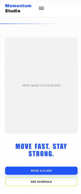 Momentum Studio mobile view