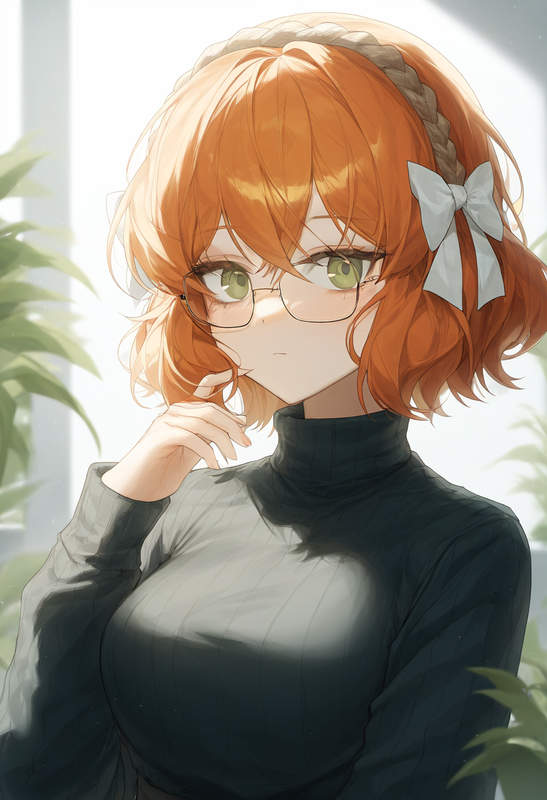 depth of field, 1girl, ishmael (limbus company), short hair, orange hair, {{gree s-3095316451