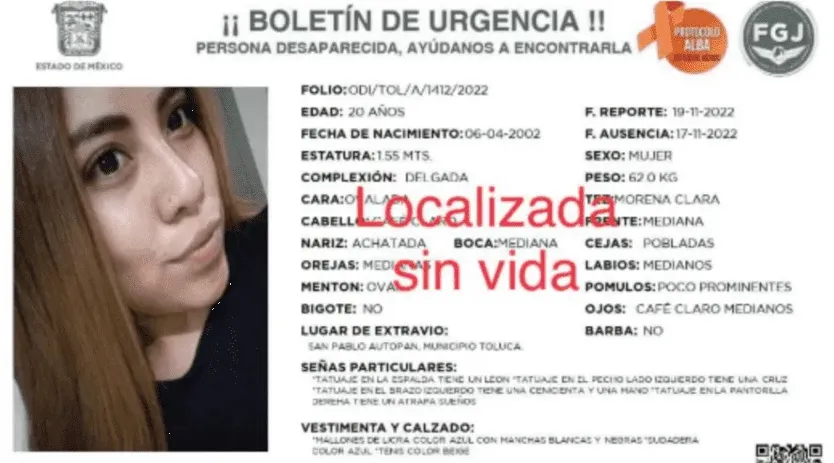 Investigan feminicidio de una joven en Edomex