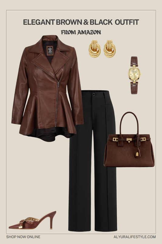 Elegant Brown & Black Outfit