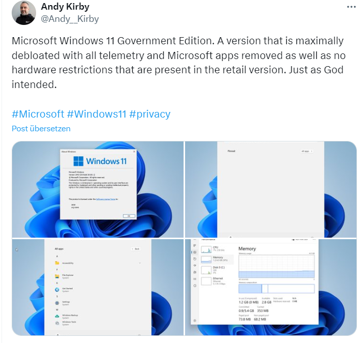 Fake: Windows 11 Government Edition