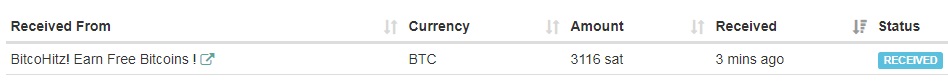 4th payment from BitcoHitz ( 0.00003116 Btc ) Bitcohitzpayment