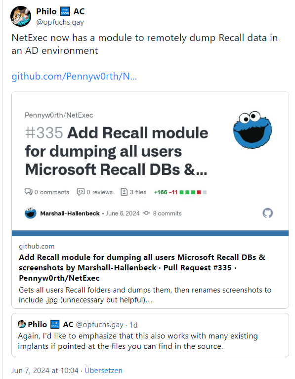 Remote Recall Data Dump