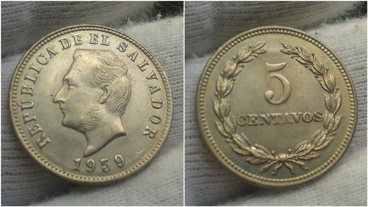 ¡¡Los 50!!... 5 Centavos 1959. El Salvador. Polish-20200809-130737120