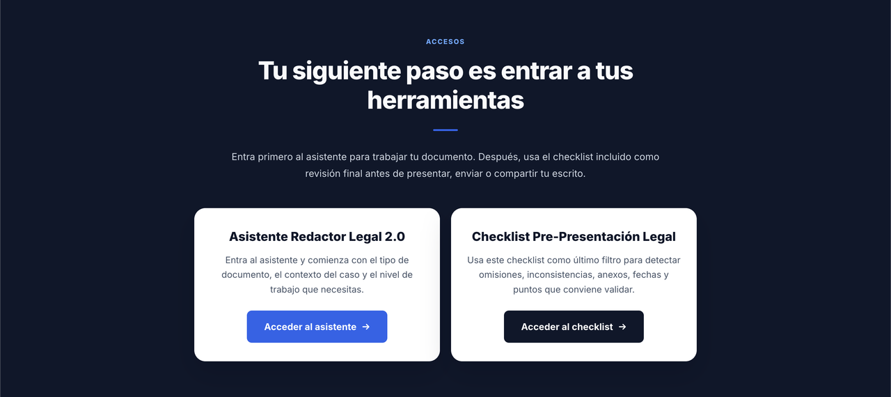 Botón de acceso al Asistente Redactor Legal 2.0