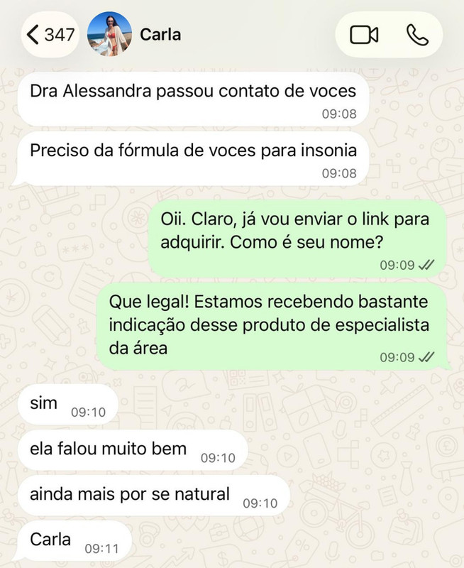 Print WhatsApp cliente Fórmula para Insônia