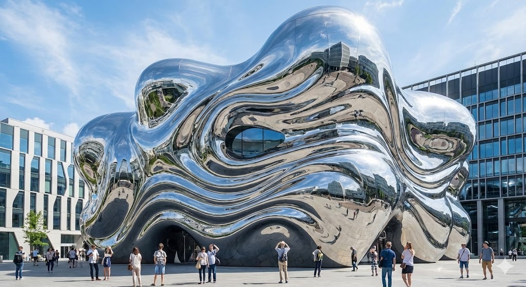 Modern architectural massing study using AI.