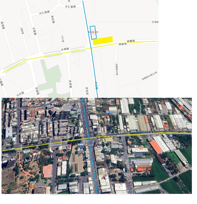 鳥松黃線交會街道3D雙圖