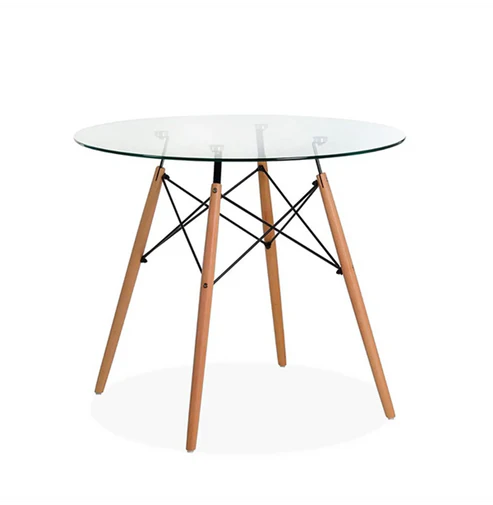 Mesa Eames Redonda Vidrio 90cm