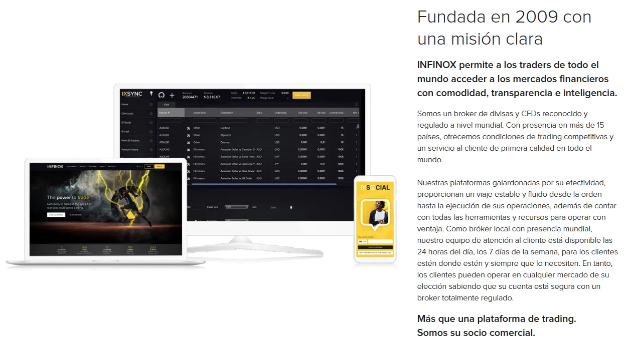 Sobre el bróker Infinox con presencia global, plataformas de trading y servicios regulados.