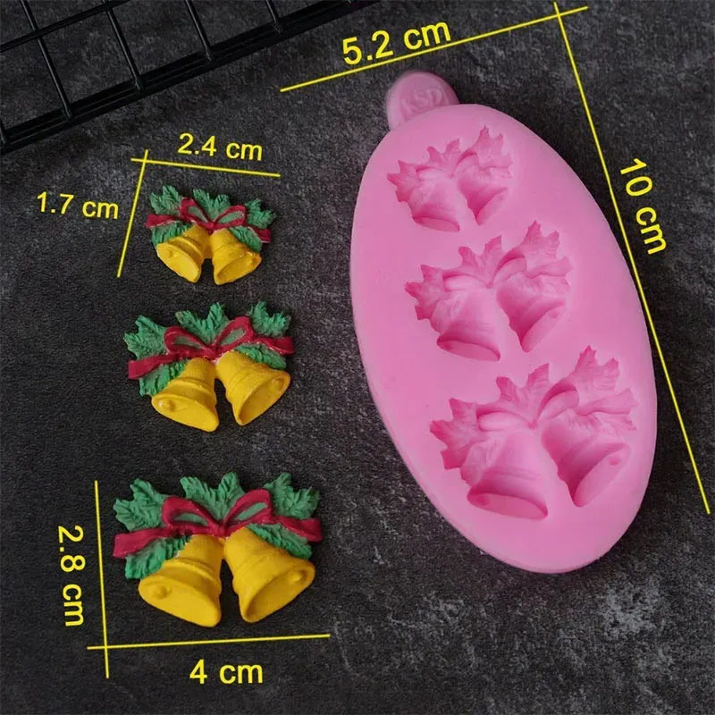 Molde en silicona campanas de navidad para prendedor,y fondant o