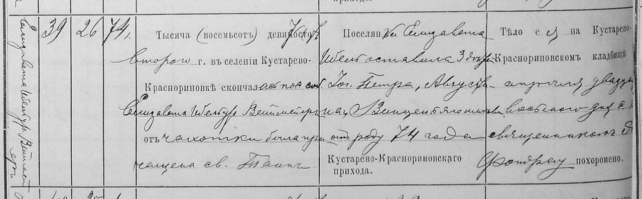 Tod von Elisaberh Übel g Weinmeier 26 4 1902 N Kolonie