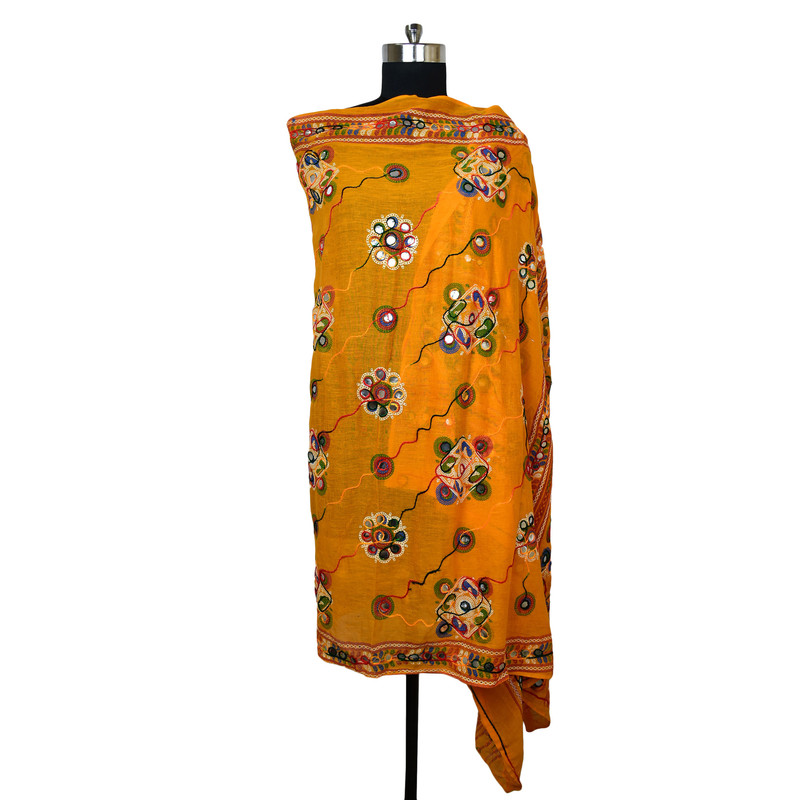 Women's Cotton Dupatta Wrap Stole Mirror Work Embroidery Ethinic Scarves Chunni - Picture 26 of 103
