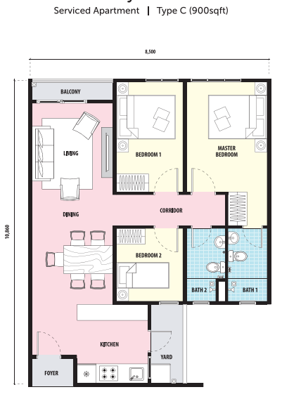Skyria Type C floor plan in D'Island, Puchong, Selangor