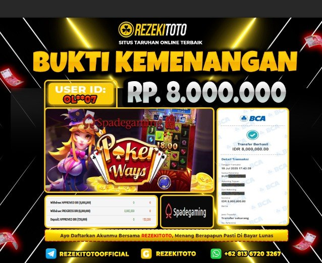 BUKTI KEMENANGAN 10 JULI 2025 POKER WAYS 8 JUTA 