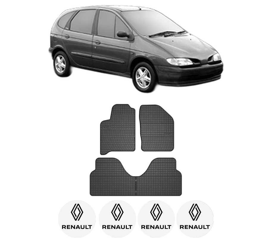 Set covorase presuri RENAULT MEGANE Scénic VAN (JA0/1_) din 1997-1999, auto, din cauciuc thermoplastic, 4 Stickere auto cu RENAULT