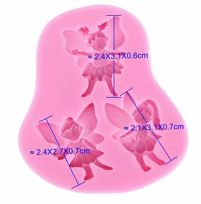 Molde en silicona hadas x3 para decoración de pastel fondant
