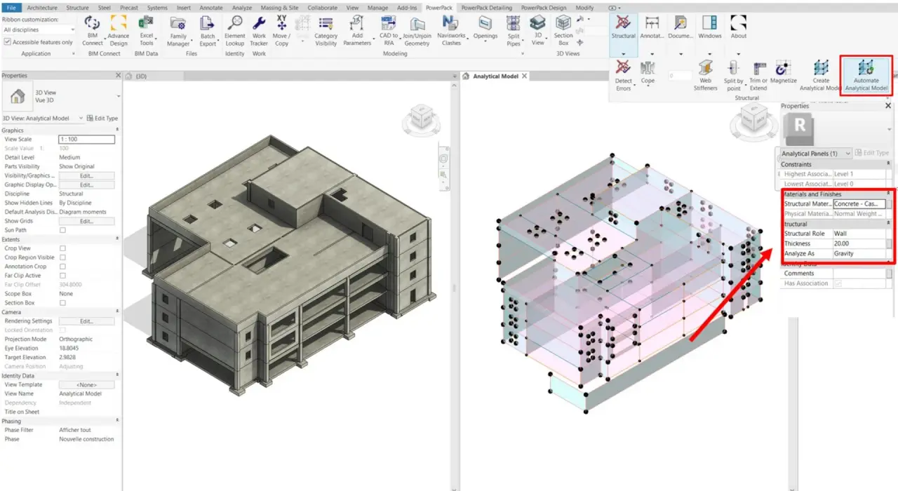 powerpack revit automate analytical model