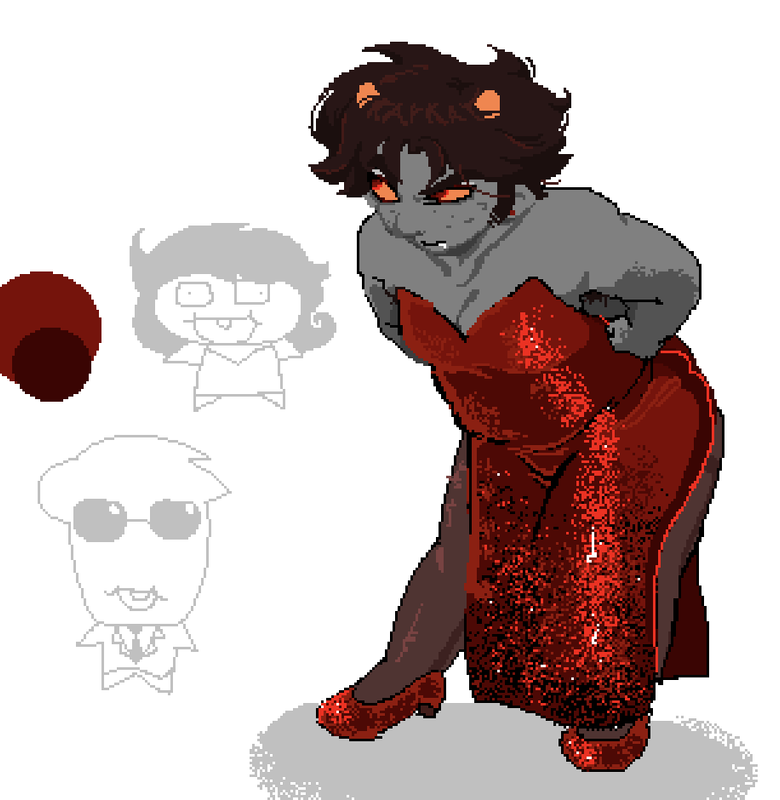 Karkat in a red dress.