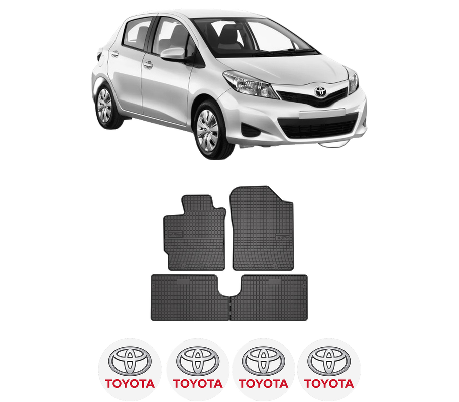 Set covorase presuri TOYOTA YARIS (_P13_) din 2010-2020, auto, din cauciuc thermoplastic, 4 Stickere auto cu TOYOTA