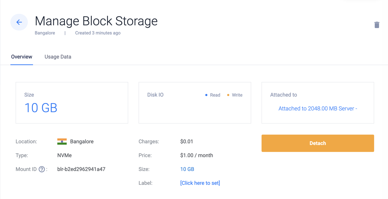 View attached block storage