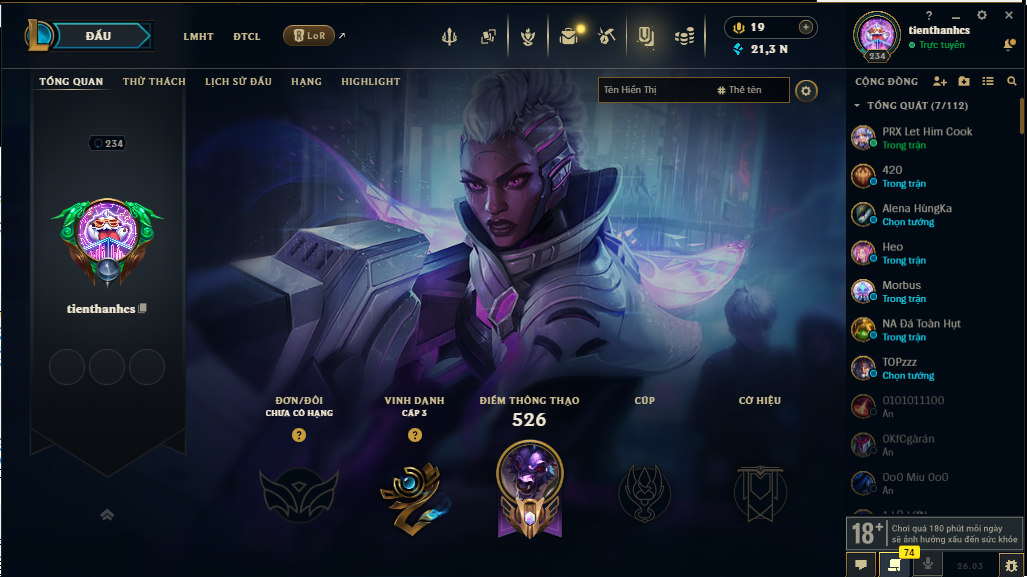 Acc LMHT # - Không Khung