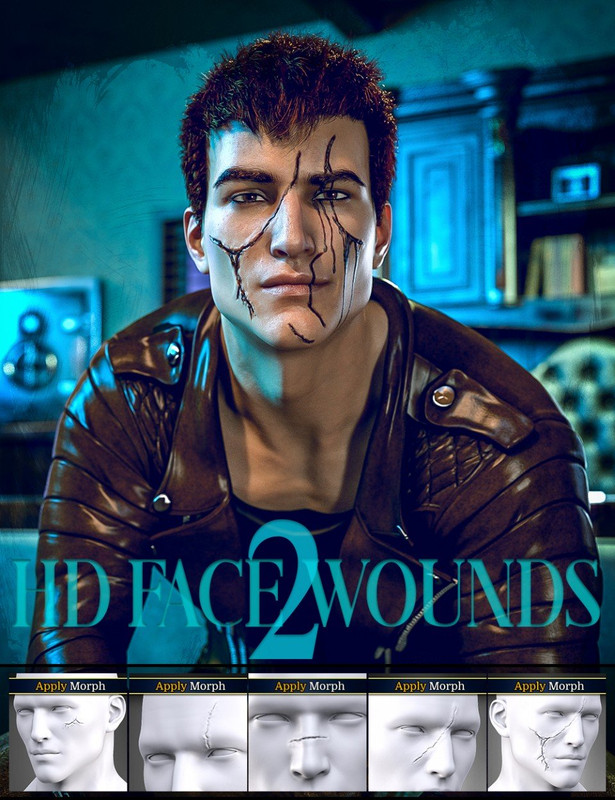 HD Face Wounds 2 for Genesis 3 and 8 Male(s) HD Face Wounds 2 for Genesis 3 and 8 Male(s)