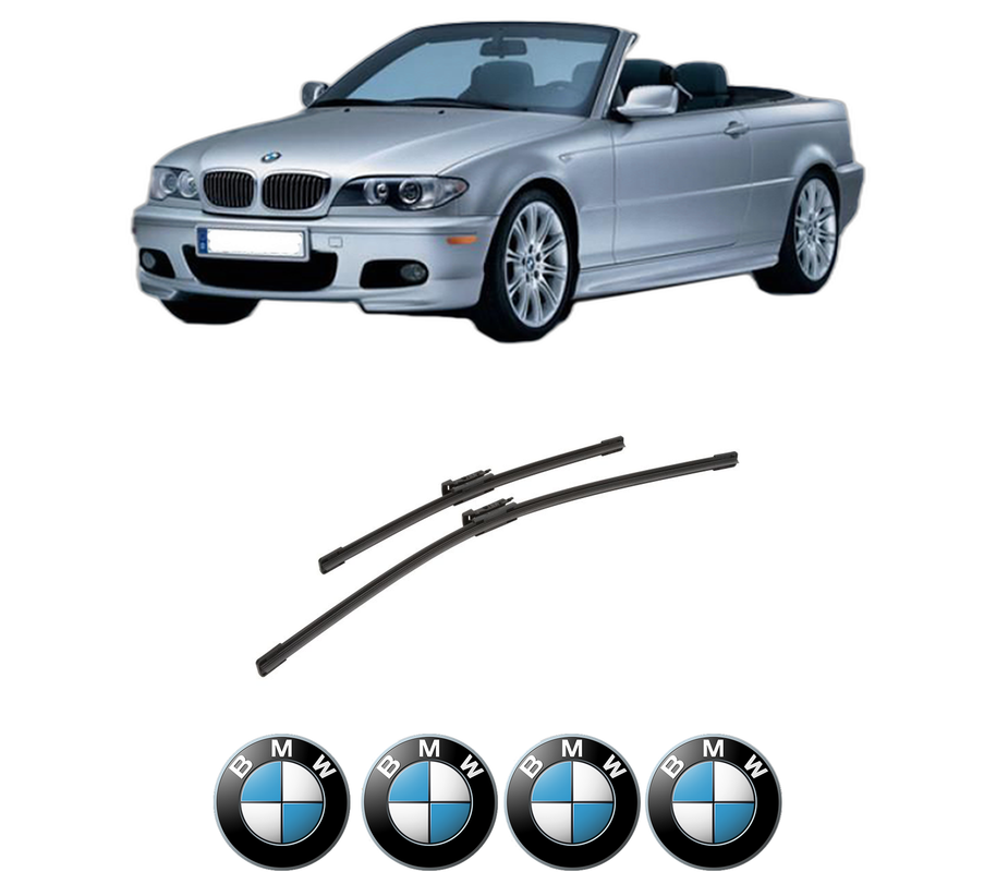 Set stergatoare auto BMW Seria 3 Convertible (E93) din 2006-2013, pentru parbriz auto, 2 bucati, Bosch Aerotwin, din cauciuc siliconat rezistent, 4 Stickere Auto BMW Seria