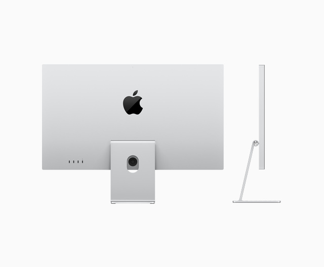 Detalle del vidrio de nanotextura del Apple Studio Display, minimizando el reflejo.