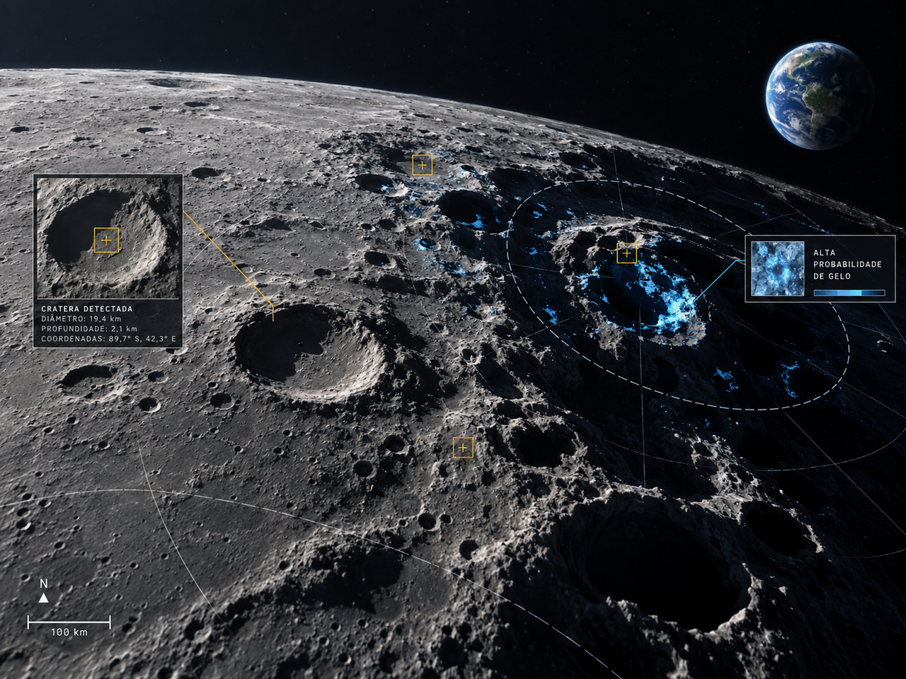 NASA e IBM lançam IA para mapear a Lua e procurar gelo para futuras missões