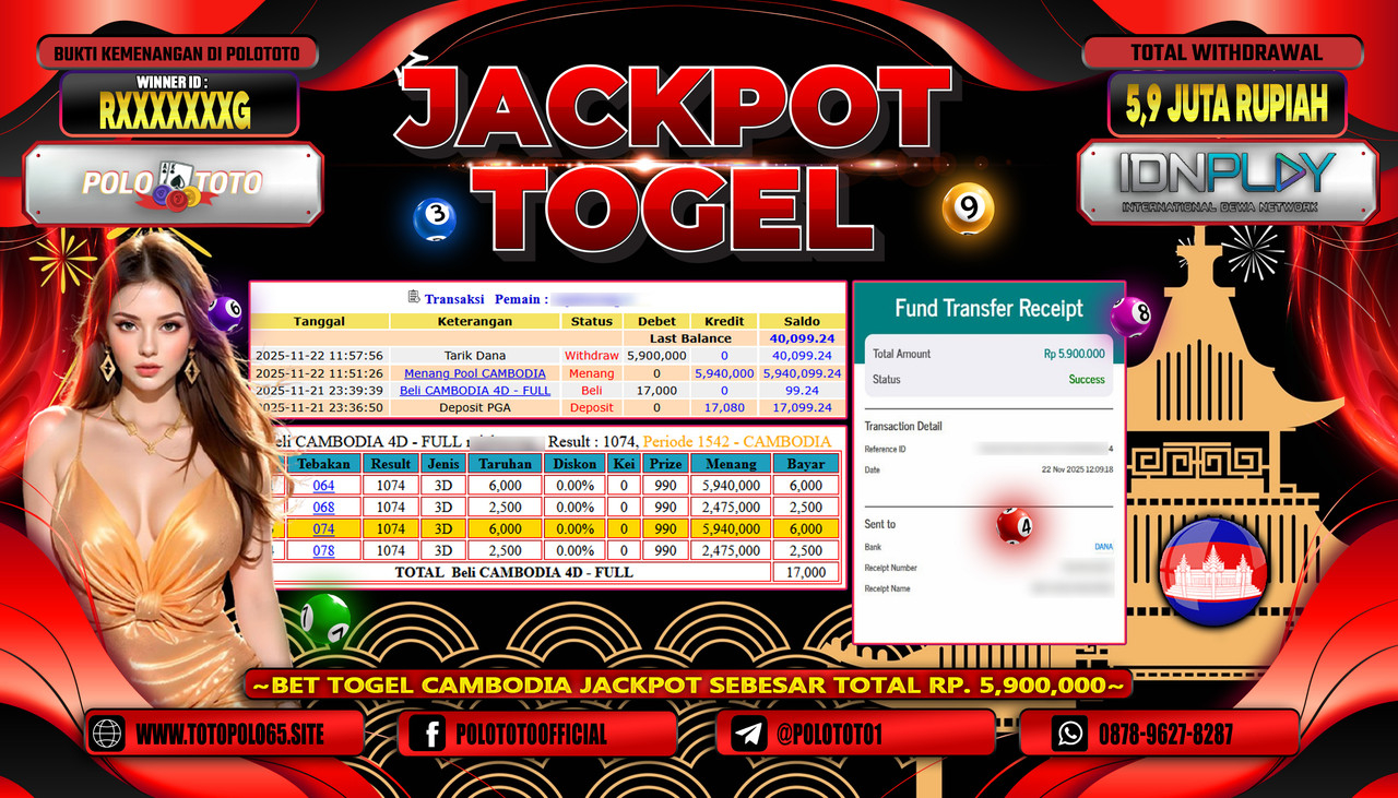 POLOTOTO JACKPOT TOGEL MENANG POOL CAMBODIA Rp.5.900.000,- LUNAS