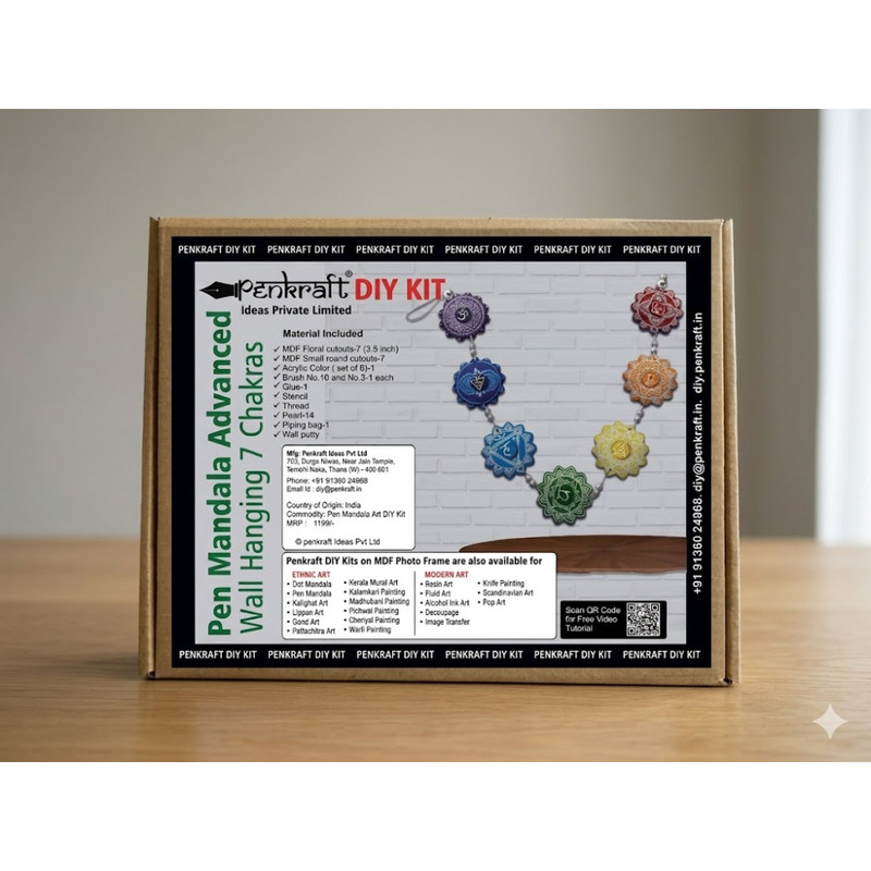 Penkraft Pen Mandala Advanced Art on a Wall Hanging 7 Chakras DIY kit