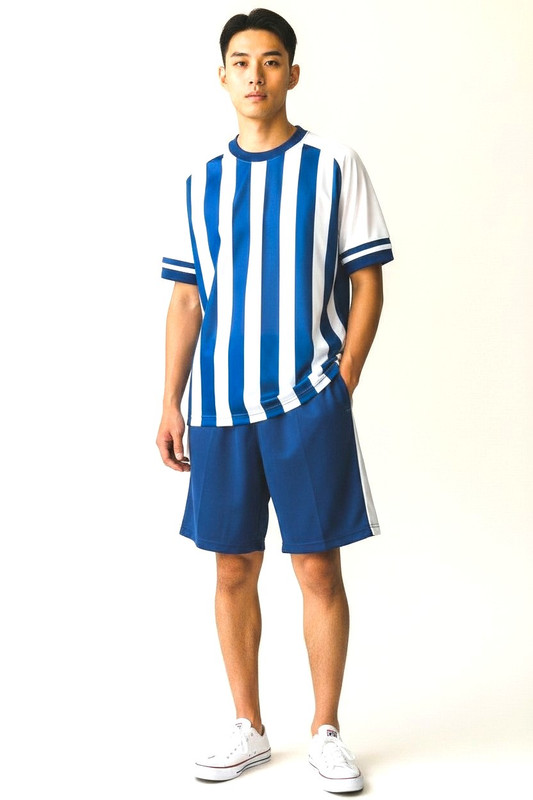Classic Striped Soccer Set – Blue & White Edition