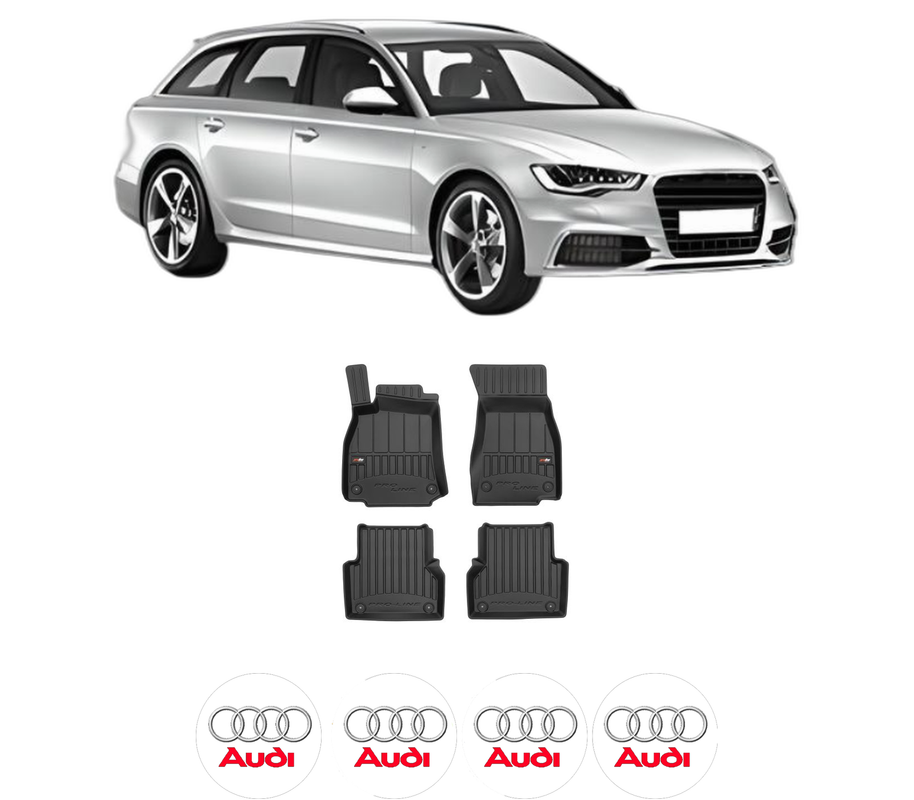 Set covorase presuri AUDI A6 C7 Avant (4G5, 4GD) din 2011-2018, auto, din cauciuc thermoplastic, 4 Stickere auto cu AUDI